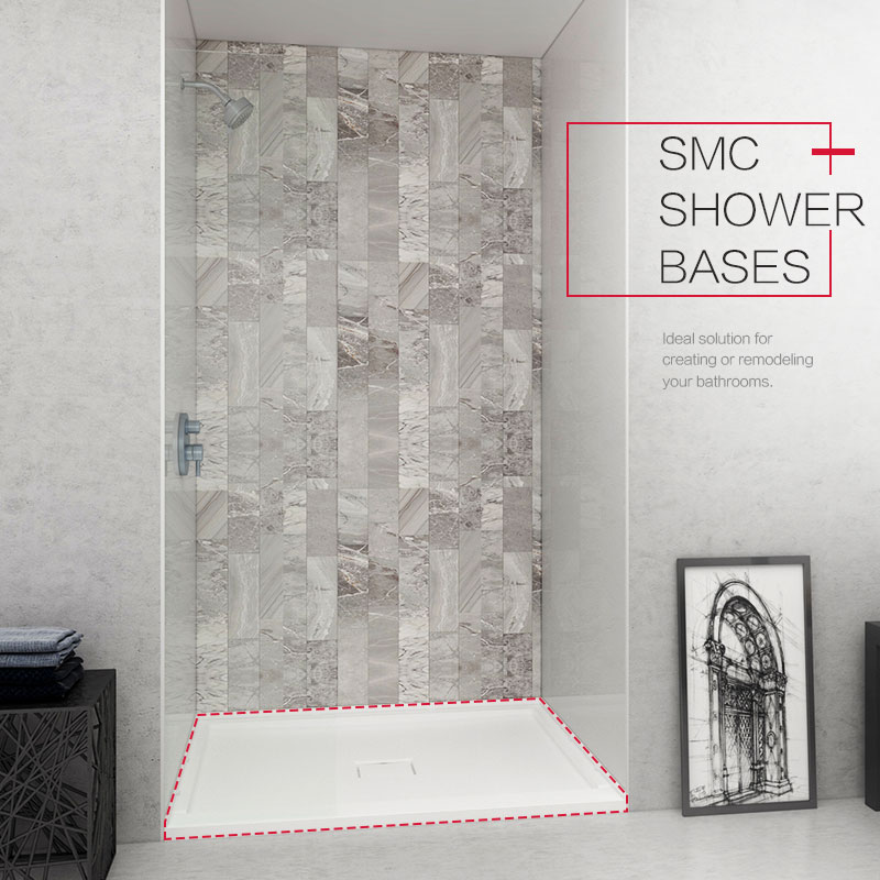 easy cleaning antislip shower pan resin tray base 34X48 inches