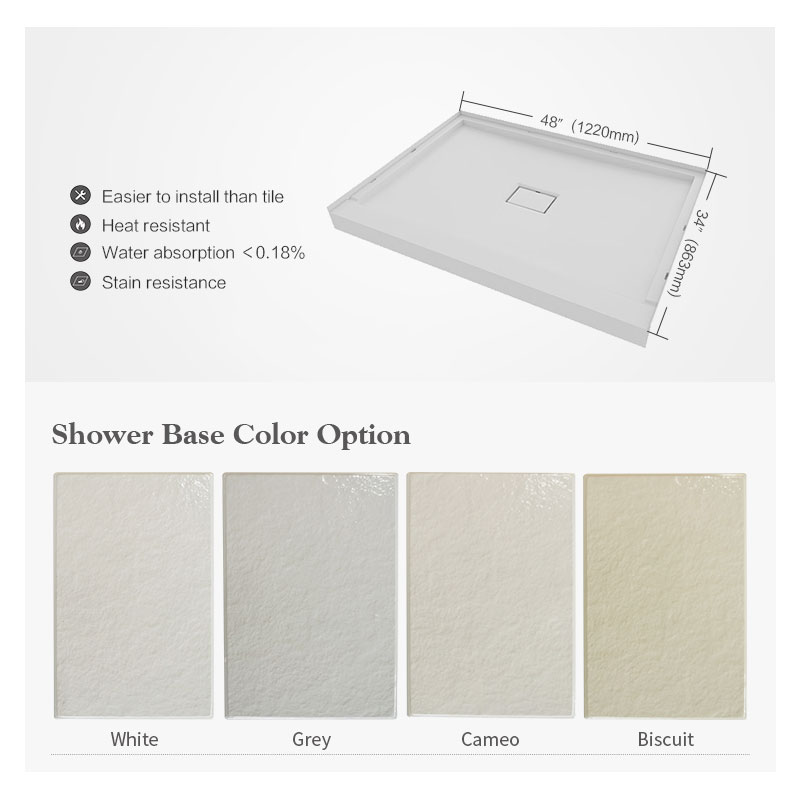 easy cleaning antislip shower pan resin tray base 34X48 inches