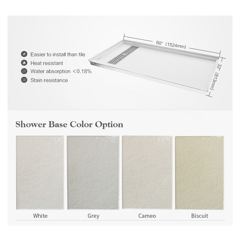 Waterproof antislip bathroom tray base shower pan 32X60 Inches
