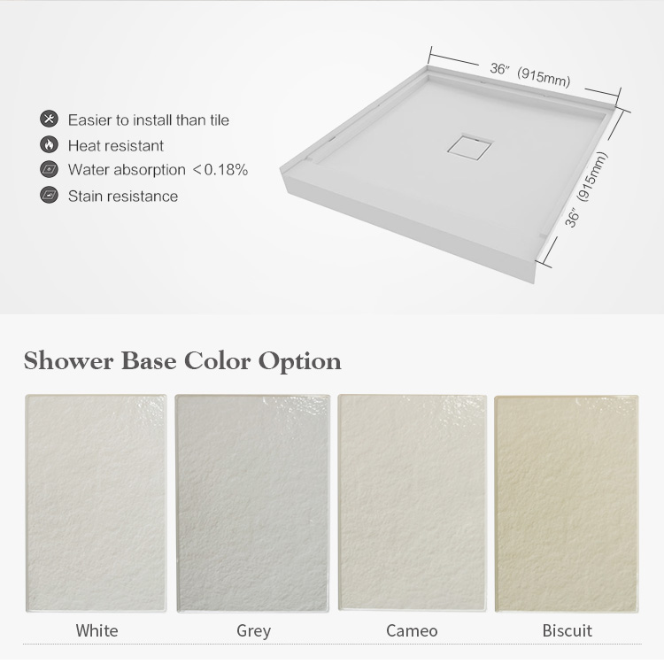 Easy installation shower pan shower base door tray 36X36 inches for US market