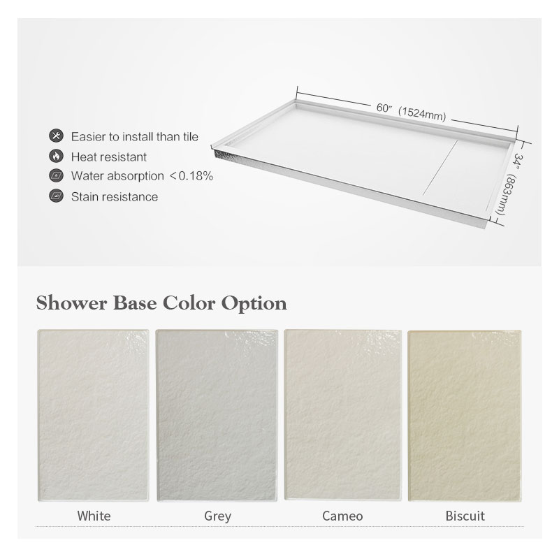 UPC lightweight shower enclosure shower base shower tray 3460 for the US