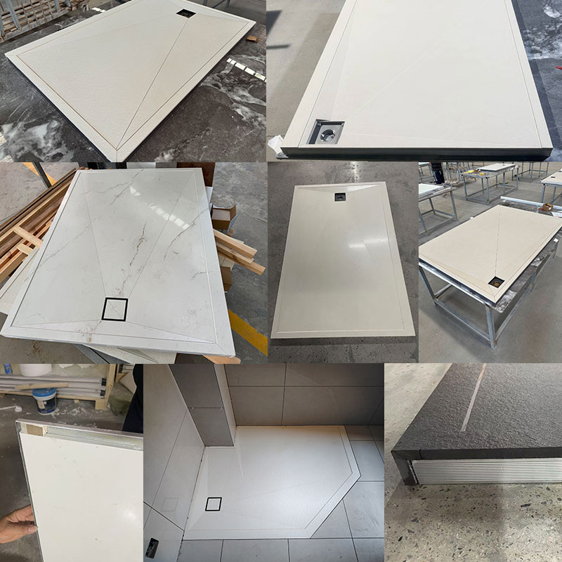 Anti-slip shower bases shower tray with foamed cement board rock plate