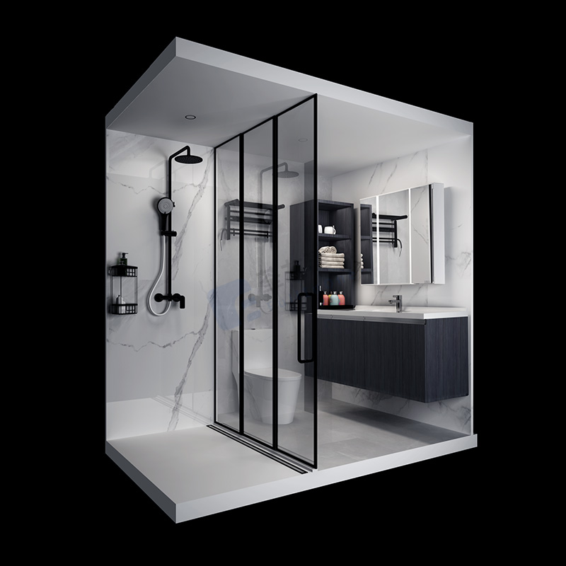 Strong and light weight shower toilet modular prefab bathroom unit (BUX1624)