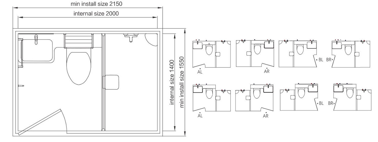 bathroom-units-BUL1420-plan-and-elevation-drawings