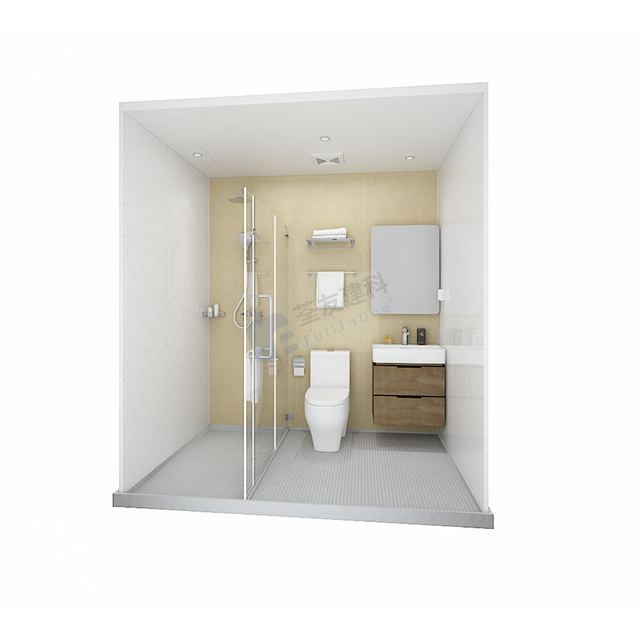 Waterproof prefab shower and bathroom pod with toilet for apartments