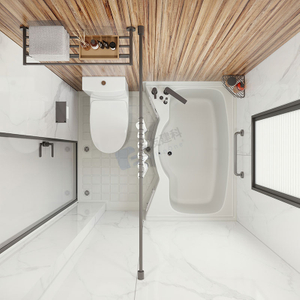 Japanese style all in one prefab bathroom pod with bathtub and toilet