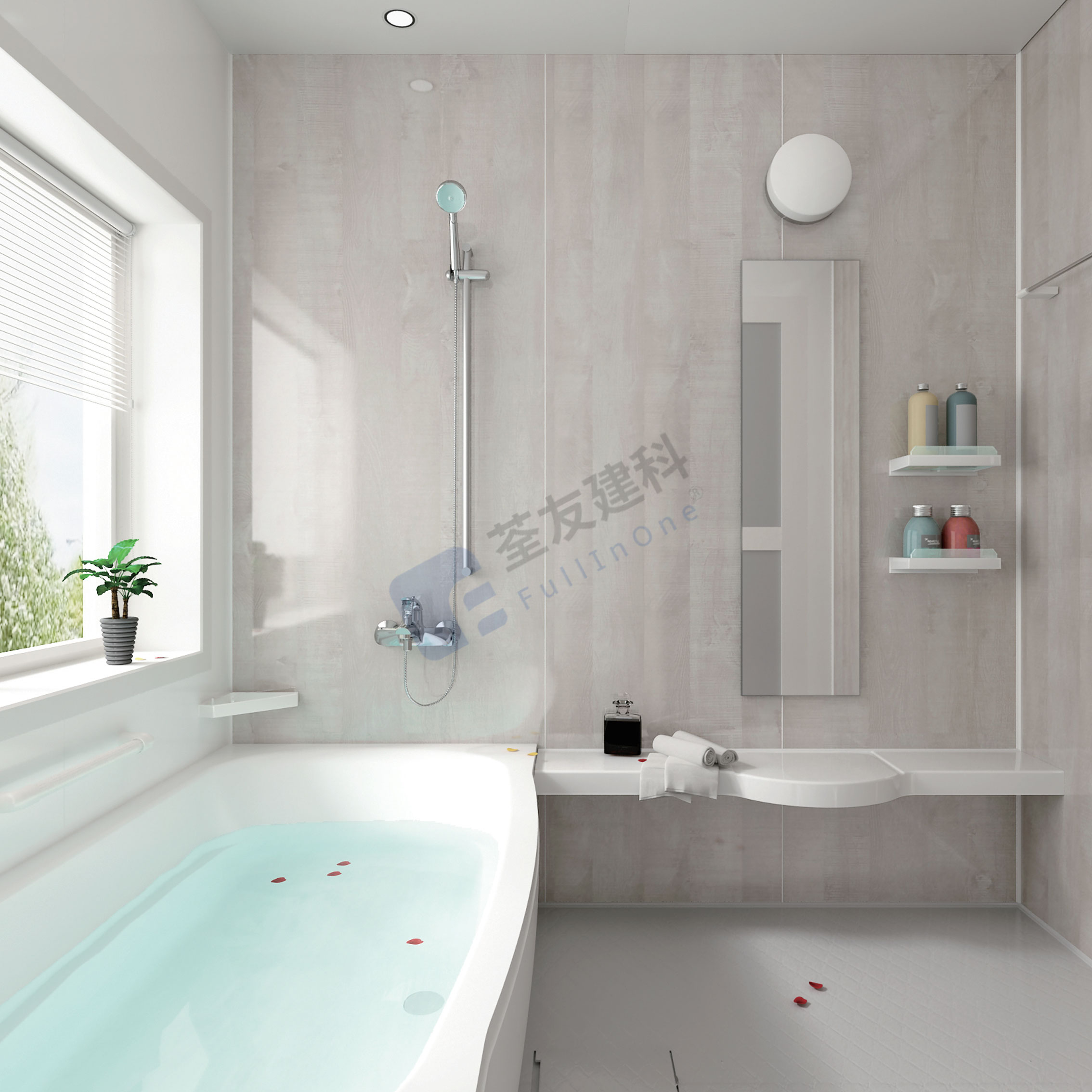 High-end one piece bathroom all in one bathroom units for hotels