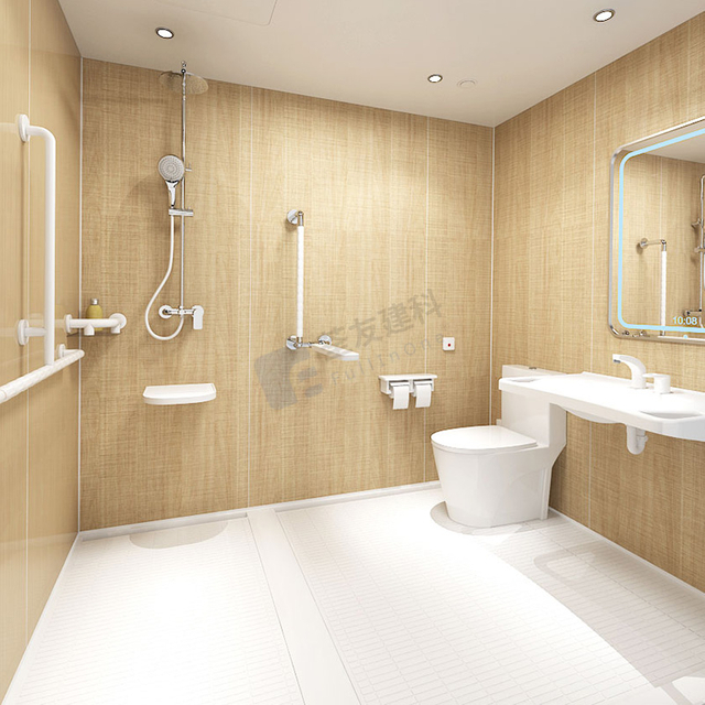 Prefab bathroom pods prefabricated bathroom unit with toilet and armrest for hospitals(BUN1624)