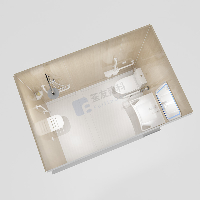 Prefab bathroom pods prefabricated bathroom unit with toilet and armrest for hospitals(BUN1624)